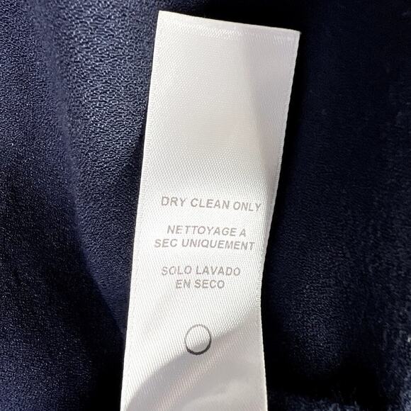 FRAME Denim Navy Long Sleeve Blouse Cinch Tie Cuff Tie Neck Viscose MEDIUM - Picture 6 of 6